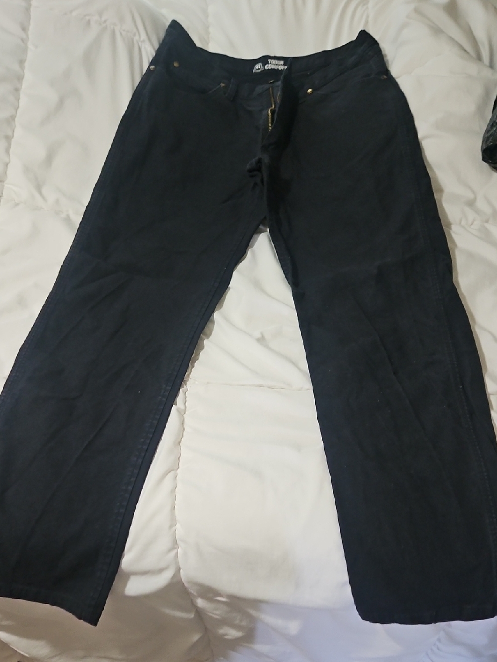 Wrangler Dark Black Jeans with Gold Zipper Accents